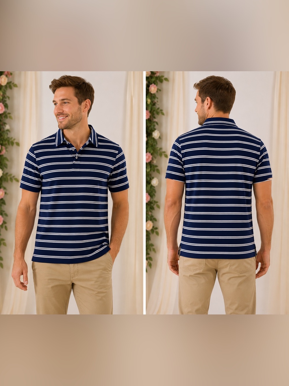 Goodfellow & Co Men’s Navy White Striped Polo Shirt Size S NWT